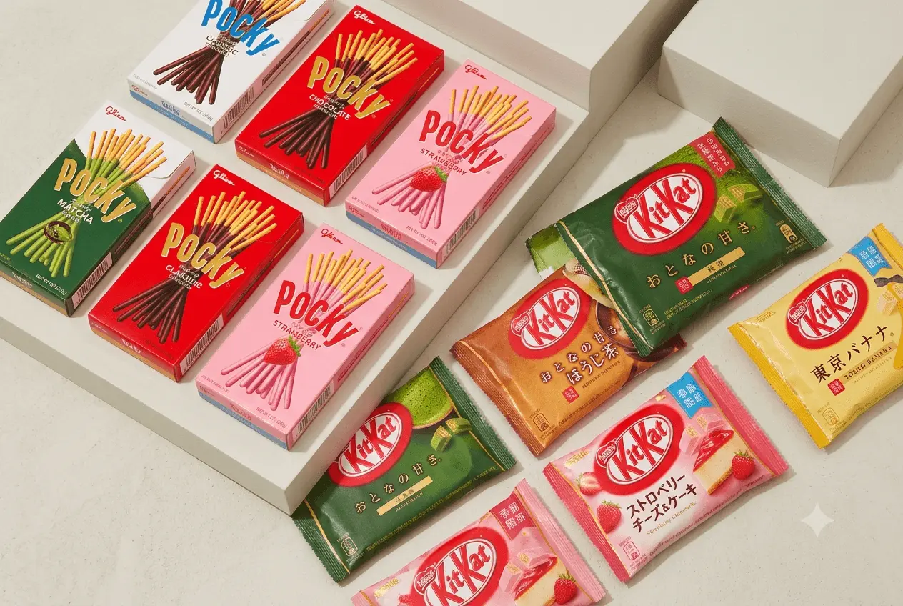 Pocky KitKat Calbee Jaga Pokkuru japanische Snacks kaufen Schweiz